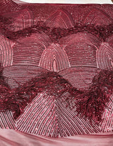 Fringe Sequin Polyester Fabric - 4 Way Stretch Mesh, Fringe Sequins, 54" Width (1 Yard)