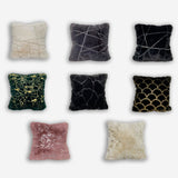 Golden Faux Fur Glow Fluffy Pillow Polyester Fabric - Black Moon With Gold Foil, 20" X 20" (1 Pillow)