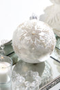 5" Pearl Snowflake Glass Ball Ornament