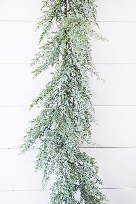 4' Frosted Cedar Garland Winter Christmas Mantel Decor