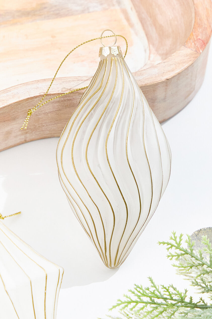 5.5" - 6.75" Gold & Frosted Glass Ornament
