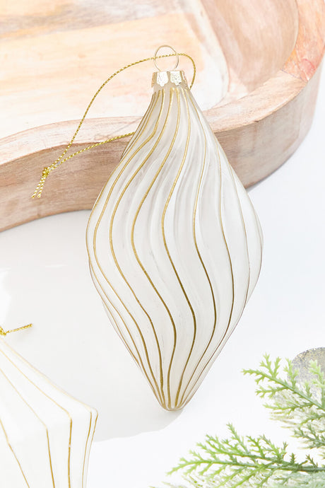 5.5" - 6.75" Gold & Frosted Glass Ornament