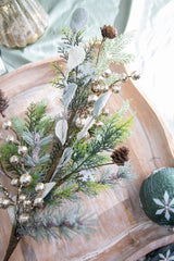 28” Frosted Mixed Pine Glitter Berry Spray