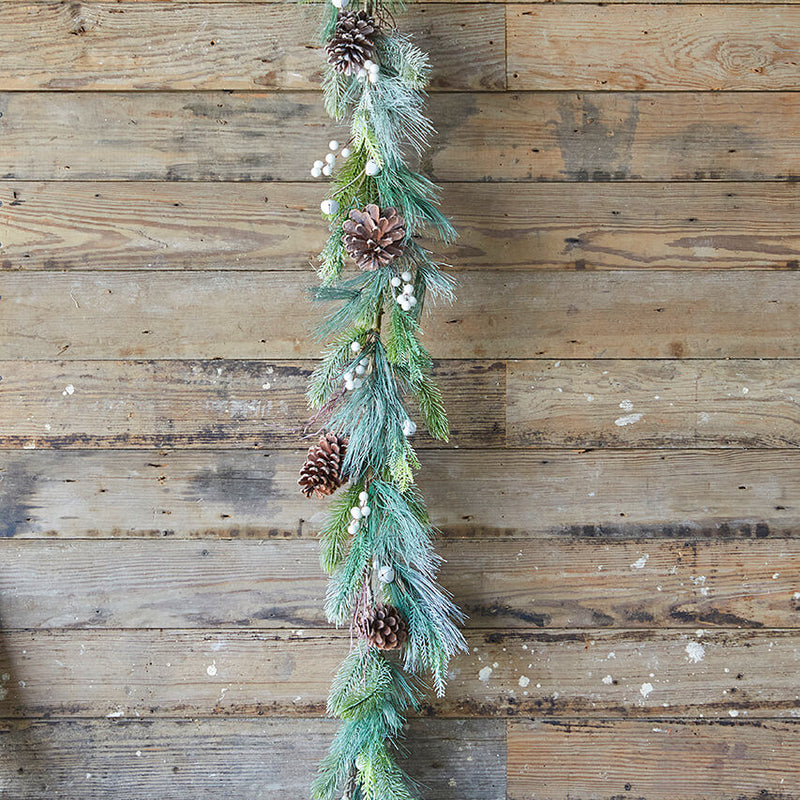 6 Foot Pine Berry Bell Garland Christmas Rustic Greenery Decor with Bells