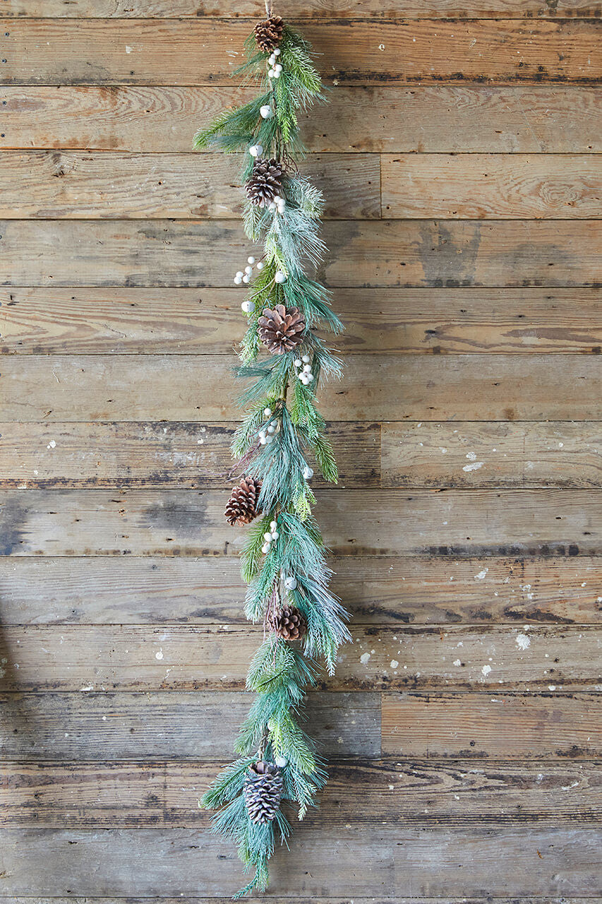 6 Foot Pine Berry Bell Garland Christmas Rustic Greenery Decor with Bells