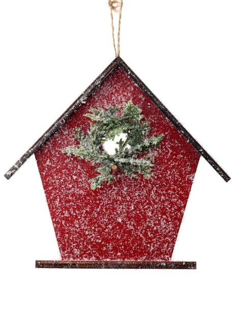 6.75 Inch Frosted Birdhouse Ornament Decorative Christmas Hanging Ornament