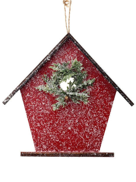 6.75” Frosted Birdhouse Ornament