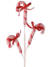 26” Frosty Peppermint Candy Cane with Bow Spray
