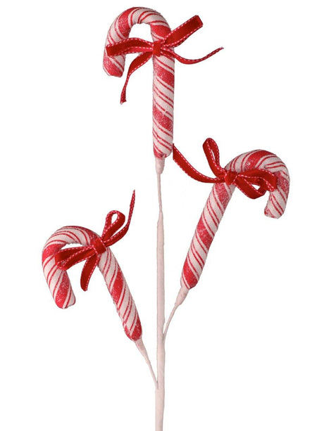 26” Frosty Peppermint Candy Cane with Bow Spray