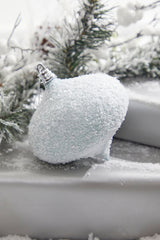 4" Blue Snow Frosted Onion Christmas Ornament