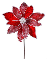 28” x 12" Frost Velvet Poinsettia Stem