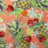Fruit Cocktail Nylon Spandex Fabric - Orange And Black Multi, Tropical Fruit Print, 58/60" Width (1 Yard)