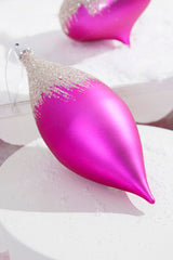 Fuchsia Frost Drop Ornament 7 Inch Glitter Christmas Decoration