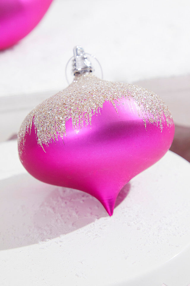 5" Fuchsia Frost Onion Ornament Christmas Decor
