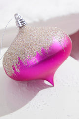 5" Fuchsia Frost Onion Ornament Christmas Decor