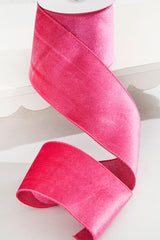 4 Inch x 10 Yard Fuchsia Pink Velvet Wired Ribbon Decorative Craft Ribbon