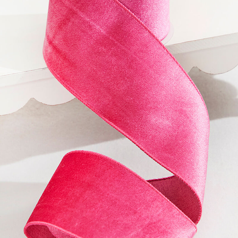 4" x 10 Yard Fuchsia Pink Velvet Wired Ribbon