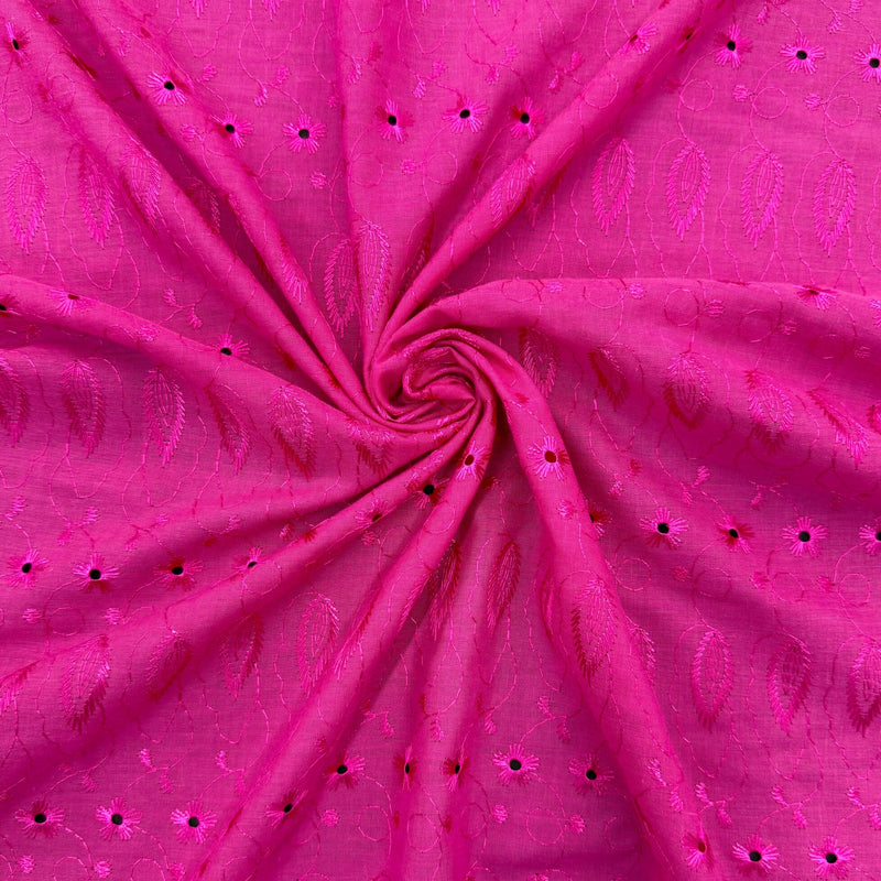 Fuchsia Medium Eyelet Polyester Cotton Fabric - Fuchsia, Small Eyelets, 41"-42" Width