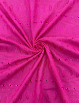 Fuchsia Medium Eyelet Polyester Cotton Fabric - Fuchsia, Small Eyelets, 41"-42" Width