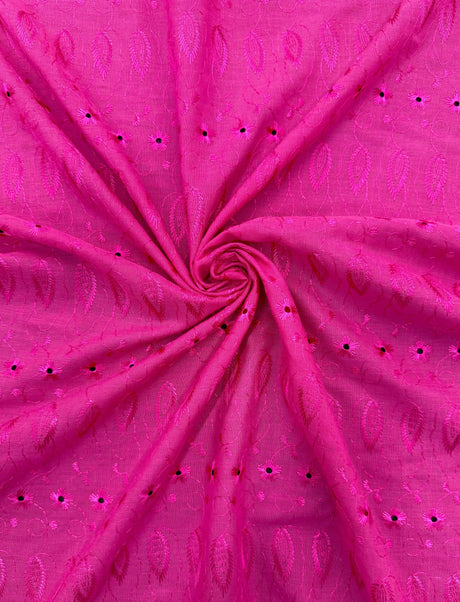 Fuchsia Medium Eyelet Polyester Cotton Fabric - Fuchsia, Small Eyelets, 41"-42" Width