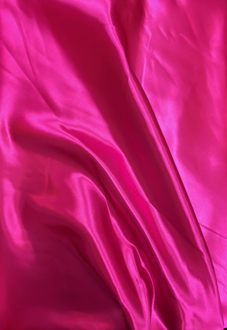 Fuchsia Bridal Satin Polyester Fabric - Fuchsia, Sheen, 58"-60" Width (1 Yard)