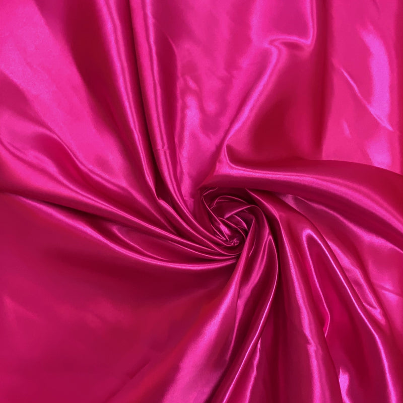 Fuchsia Bridal Satin Polyester Fabric - Fuchsia, Sheen, 58"-60" Width (1 Yard)