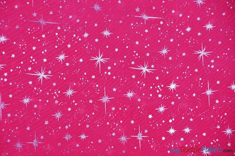 Shooting Star Foil Organza Polyester Fabric - Sheer Silver Metallic Star, 58/60" Width (1 Yard)