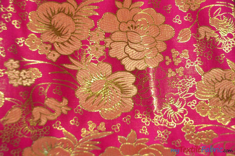 Oriental Metallic Flower Brocade Metallic Brocade Fabric - Metallic Flower, 58" Width (1 Yard)