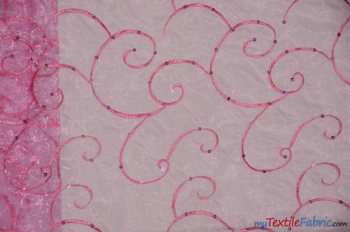 Ferial Organza Embroidery Polyester Fabric - Embroidered Floral Sheer With Sequins, 52/54" Width, Multiple Colors (1 Yard)