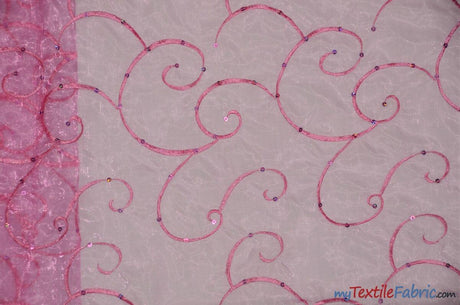 Ferial Organza Embroidery Polyester Fabric - Embroidered Floral Sheer With Sequins, 52/54" Width, Multiple Colors (1 Yard)