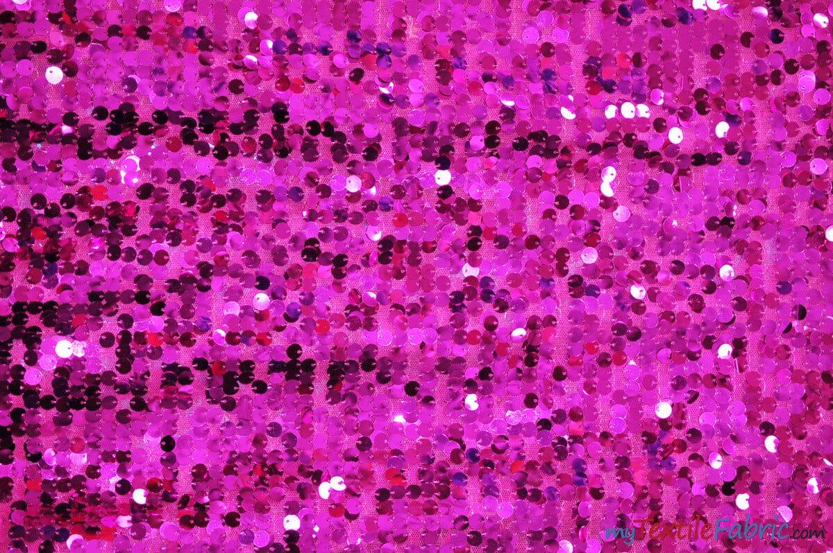 New York Dazzle Polyester Sequins Fabric - 6Mm Sequins, Semi Solid Mesh Sheer Background, 52" Width, Multiple Colors (1 Yard)