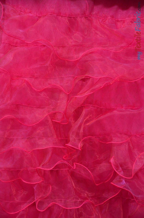 Organza Ruffled Mesh Polyester Fabric - Layered Ruffle Mesh, 57" Wide, Multiple Colors (1 Yard)