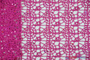 Open Weave Chain Chemical Lace Polyester Fabric - Sheer Metallic Open Work, Sequins Embellished, 50" Width, 10 Colors (1 Yard)