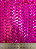 8 Colors Shiny Holographic Foil Mermaid Scales Pattern On Black Stretch Nylon Spandex Shiny Tricot Fabric - Black, Mermaid Scales, 58 To 60 Inches Wide
