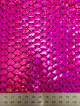 8 Colors Shiny Holographic Foil Mermaid Scales Pattern On Black Stretch Nylon Spandex Shiny Tricot Fabric - Black, Mermaid Scales, 58 To 60 Inches Wide