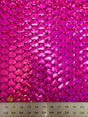8 Colors Shiny Holographic Foil Mermaid Scales Pattern On Black Stretch Nylon Spandex Shiny Tricot Fabric - Black, Mermaid Scales, 58 To 60 Inches Wide