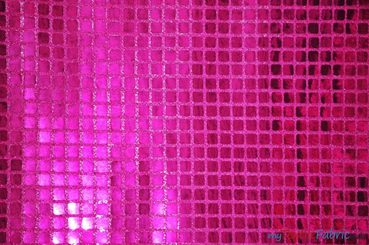 Quad Sequins Polyester Fabric - Square Sequins, Multiple Colors, 45" Wide (1 Yard)