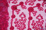 Luxury Organza Embroidery Polyester Fabric - Sheer Ribbon Embroidery, 54" Width, Multiple Colors (1 Yard)