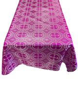 Rectangular Metallic Cross Brocade Jacquard Satin Fabric - Fuchsia/Silver, 60" Width (1 Piece)