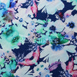 Full Bloom Nylon Spandex Fabric - Blue/Neon Pink, Floral Print, 58/60" Width (1 Yard)