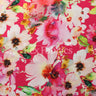 Full Bloom Nylon Spandex Fabric - Blue/Neon Pink, Floral Print, 58/60" Width (1 Yard)