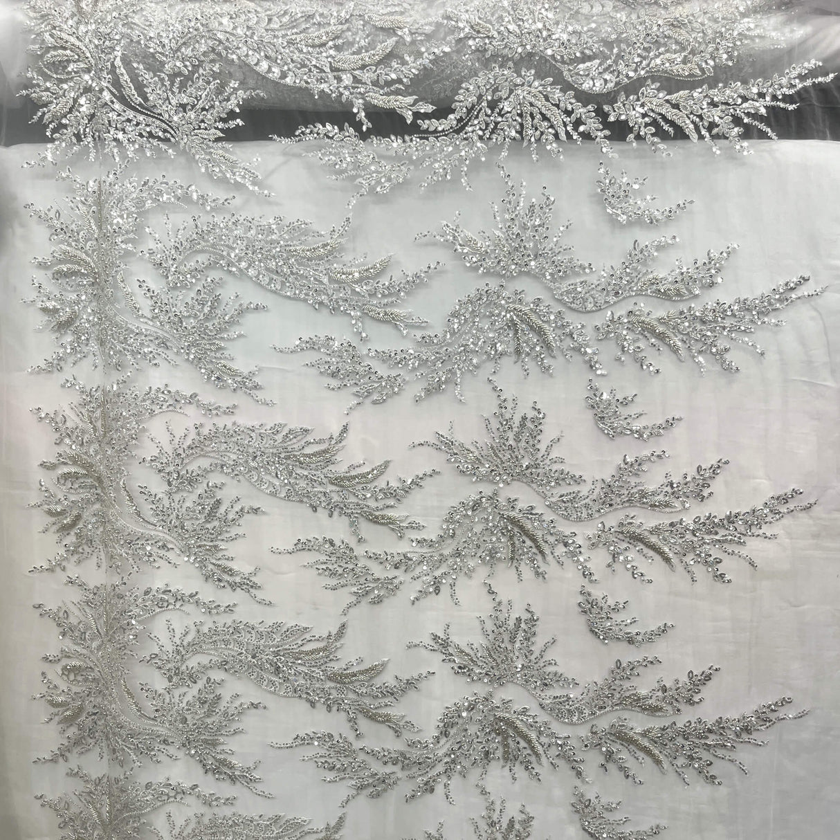 Embroidered Beaded Vine Leaf Lace
