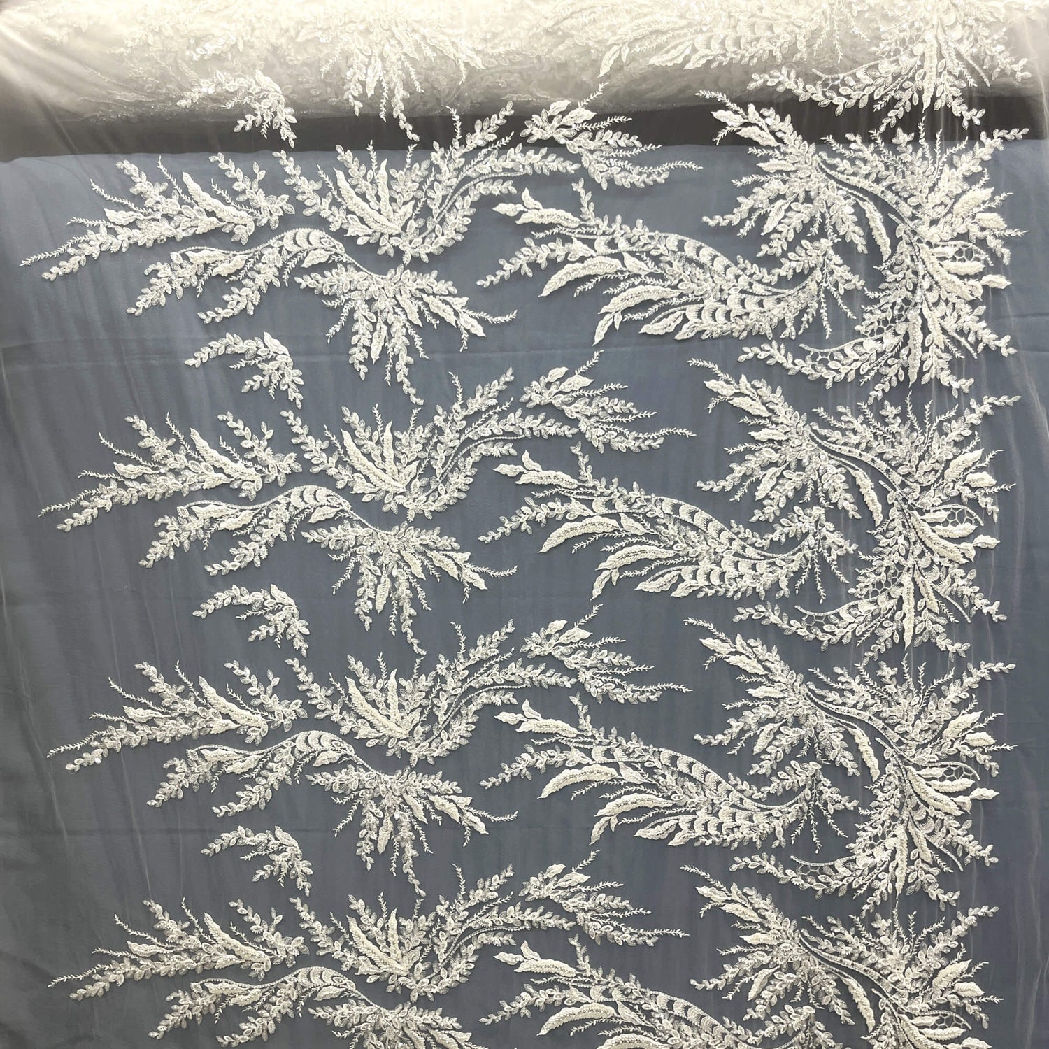 Embroidered Beaded Vine Leaf Lace