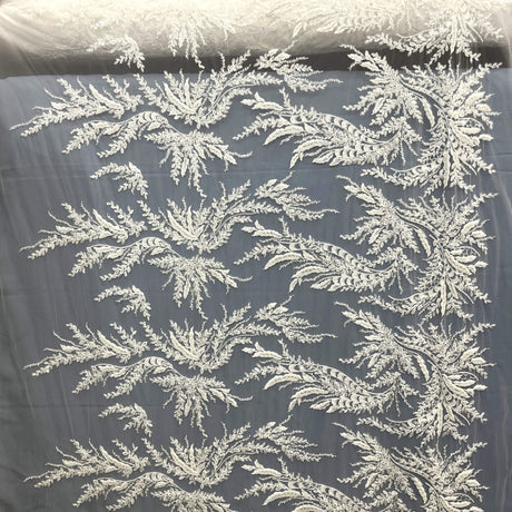 Embroidered Beaded Vine Leaf Lace