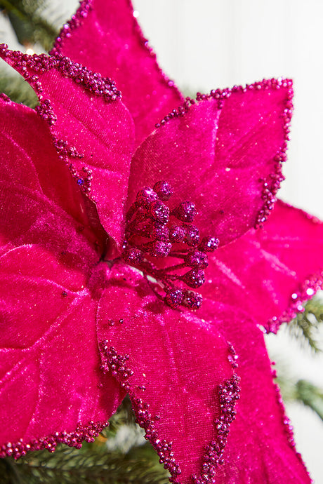 19" x 12" Fuchsia Poinsettia Stem