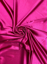 Crepe Satin Polyester Fabric - Fuchsia, Shiny, 58" Width (1 Yard)