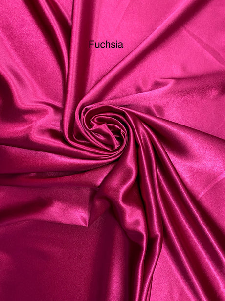 Crepe Satin Polyester Fabric - Fuchsia, Shiny, 58" Width (1 Yard)