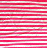 Cotton Lycra Knit Fuschia Pink and White 3/8" Stripe