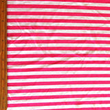 Cotton Lycra Knit Fuschia Pink and White 3/8" Stripe