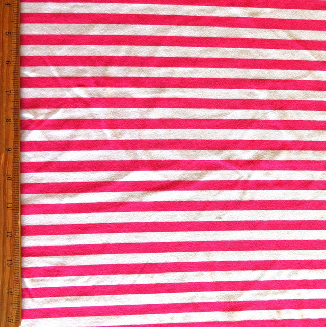 Cotton Lycra Knit Fuschia Pink and White 3/8" Stripe